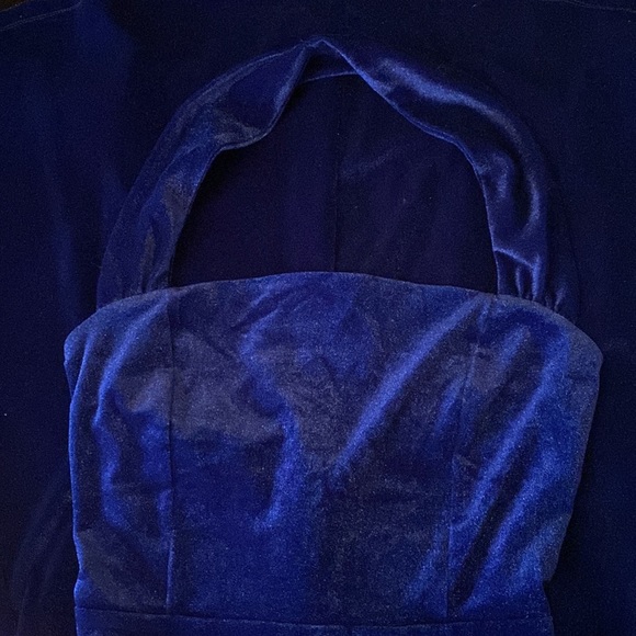 Lulus Enchanting Touch Royal Blue Velvet Halter Mermaid Maxi Dress sz XS - Picture 7 of 10